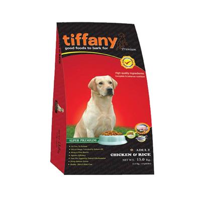 Tiffany สูตรเนื้อไก่และข้าว อาหารสุนัขโตอายุ 1 ปีขึ้นไป (เม็ดใหญ่) (2.5kg, 15kg)