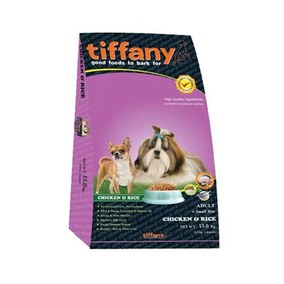 Tiffany สูตรเนื้อไก่และข้าว อาหารสุนัขโต อายุ 1 ปีขึ้นไป (เม็ดเล็ก) (2.5kg, 15kg)