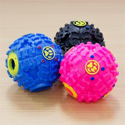 ลูกบอล 3IN1 ของเล่นกัดแทะ, ใส่อาหารฝึกIQ และมีเสียงแก้เหงาเมื่อกลิ้ง (ไซต์กลาง) (คละสี)