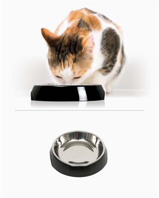 Catit ชามใส่อาหาร สำหรับแมว รุ่นชามเดี่ยว สแตนเลสทนทานไม่ลื่นไถล ทำความสะอาดง่าย (สีดำ) (200ml)