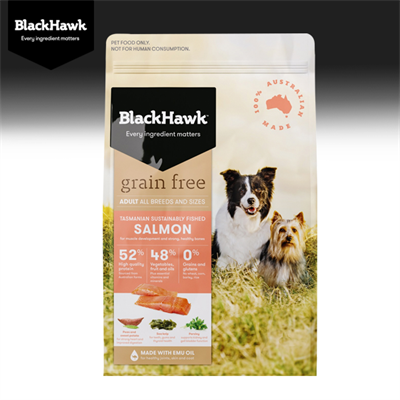 BlackHawk Dog Adult (Grain-Free) Salmon อาหารสุนัขโฮลิสติก สูตรปลาแซลมอน สำหรับสุนัขผิวแพ้ง่าย ความน่ากินสูง