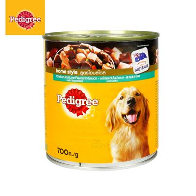 เพดดีกรี Pedigree - อาหารเปียกสุนัขแบบกระป๋อง รสเนื้อไก่และตับในน้ำซอส (700g.)