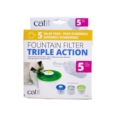 Catit Triple Action Fountain Filter แผ่นกรองสำหรับน้ำพุแมว (5แพ็ค)
