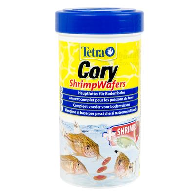 Tetra Cory ShrimpWafers อาหารแผ่นเวเฟอร์ สูตรกุ้ง ให้สารอาหารที่สมดุล สำหรับปลาก้นตู้ ปลาแพะ (105g/250ml)