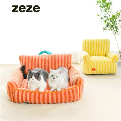 zeze Softer Pet Lounge - Striped Style All Season Pet Sofa Cat Bed Dog Bed high-density poly fibre with short cristal fleece material contributes to extra softness